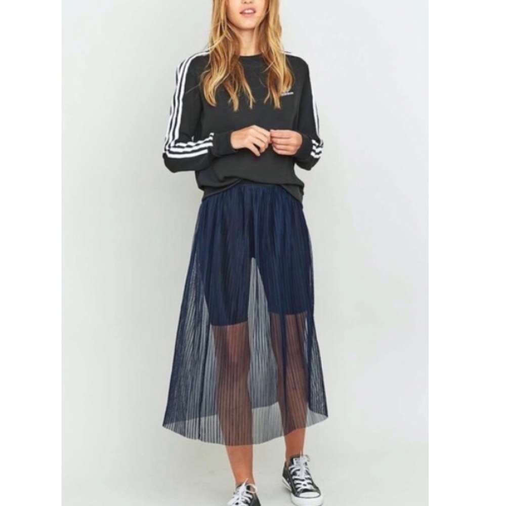 UO Sheer Pleated Midi Skirt
